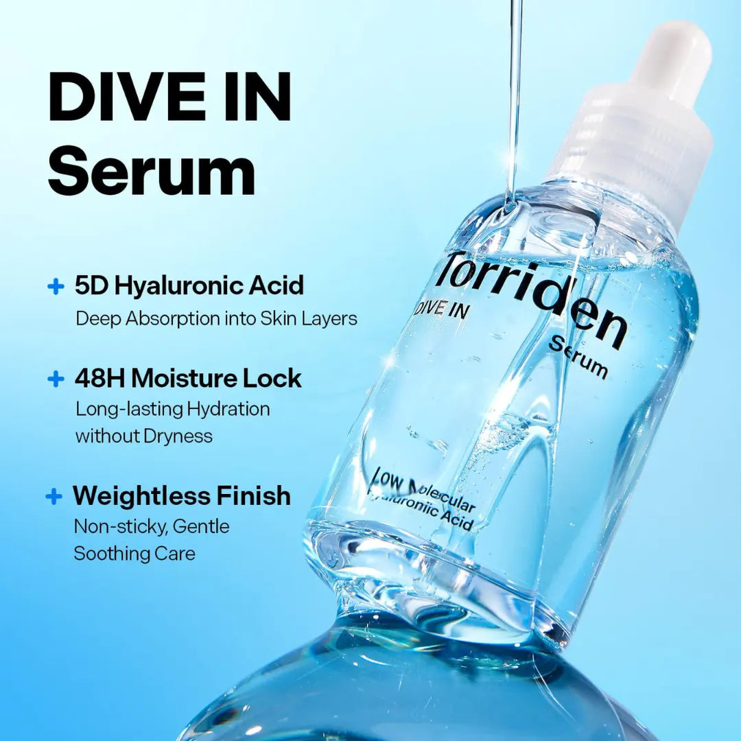 Torriden Dive In Serum (50ml) | Korean Face Serum with Hyaluronic Acid & Ceramide for Deep Hydration, Plumping & Glass Skin Glow | Lightweight, Fast-Absorbing Serum for Dry & Sensitive Skin