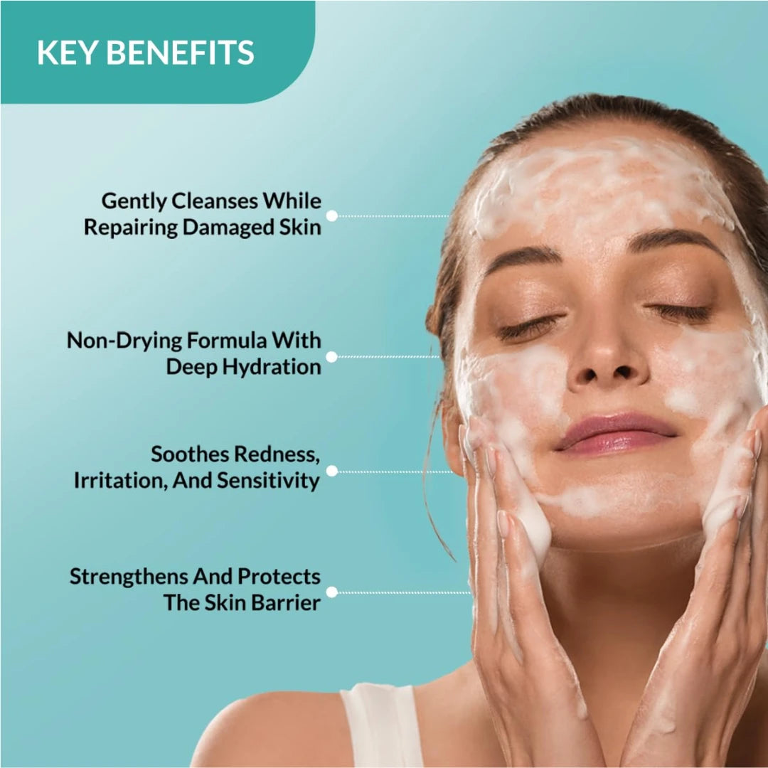 FIXDERMA Dewrav Gentle & Hydrating Face Wash with 6% Oats Extract,Hyaluronic Acid,Vitamin B5,Bisabolol,Soothes Irritated Skin,Provides Hydration,Face Cleanser For Sensitive,Dry to Normal Skin,100Ml