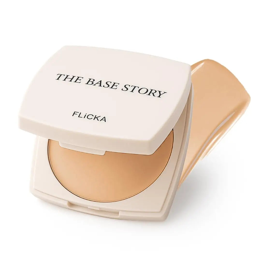 FLiCKA The Base Story Cream Foundation for Face Makeup 8.5gm | Medium to High Coverage | Waterproof & Long Lasting | Smooth & Matte Finish with SPF