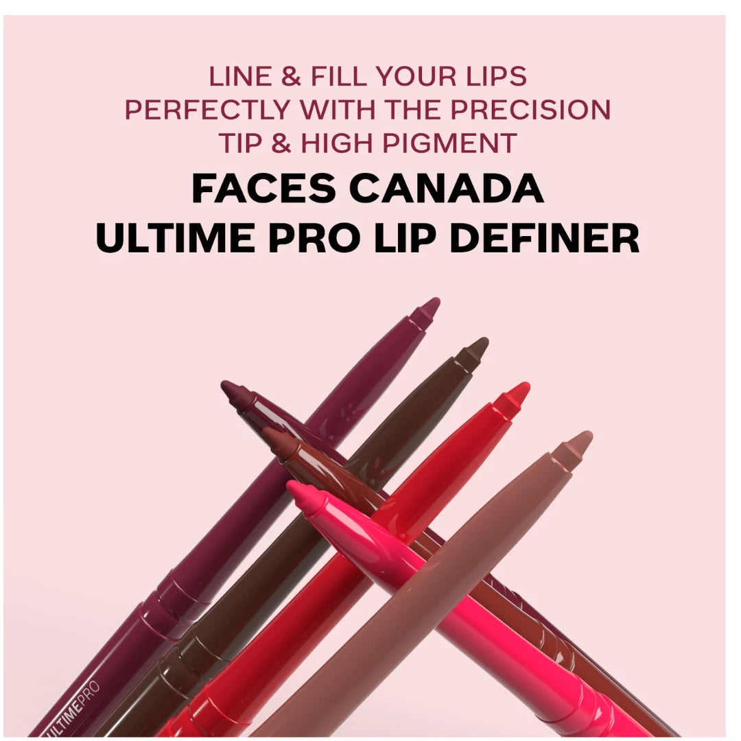 FACES CANADA Ultime Pro Lip Definer - Red, 0.35g | Rich & Creamy Texture | Matte Finish | Fuller & Brighter Lips | Easily Blendable | Highly Pigmented | Waterproof & Smudgeproof