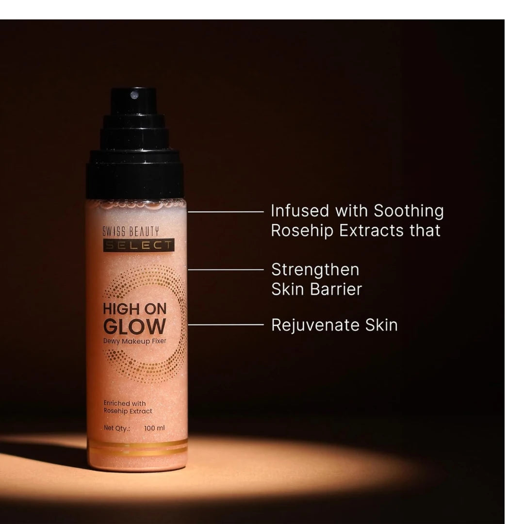Swiss Beauty Select High on Glow Hydrating Fixer with glass-like glow | Non- Sticky & Quick Drying | 100ml