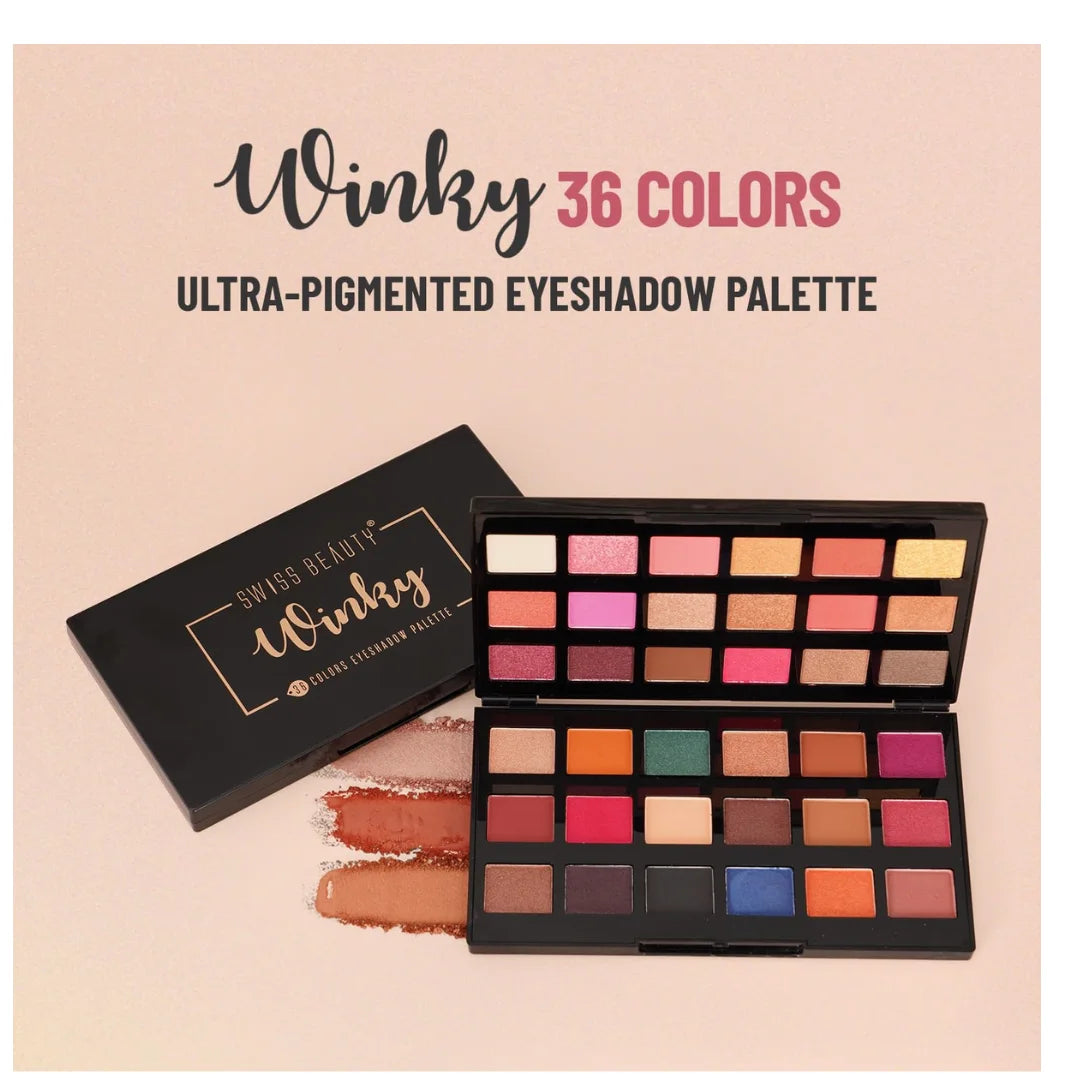 Swiss Beauty Winky 36 Color Eyeshadow Palette | Long-lasting | 36 Highly Pigmented Shades | Multicolor-01, 60gm
