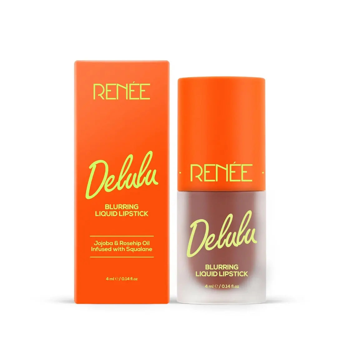 RENEE Delulu Blurring Matte Liquid Lipstick | Buildable Formula with Rich PayOff | Blurs Lip Lines, Glides Smoothly, Long-Lasting Up To 10 Hours | With Jojoba Oil | 4ml