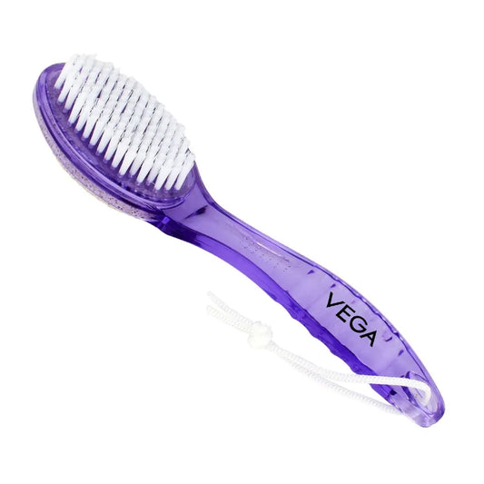 Vega Pumice Stone/Nail Brush with Handle, Color May Vary pink