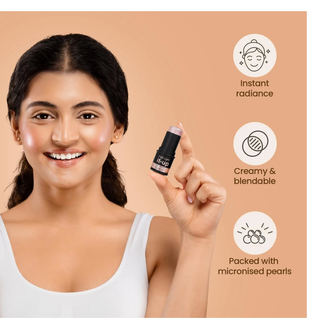 Swiss Beauty High Light It-Up Highlighter | With Vitamin E & Jojoba Complex | Instant Radiant Glow | Long-Lasting | Creamy & Blendable | Twist-Up Format | Shade- Pearl Glow, 8g