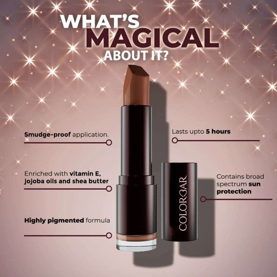Colorbar Velvet Matte Lipstick, 4.2g | Creamy matte finish | High Pigmented Formula | Lasts upto 5 Hours | Smudgeproof