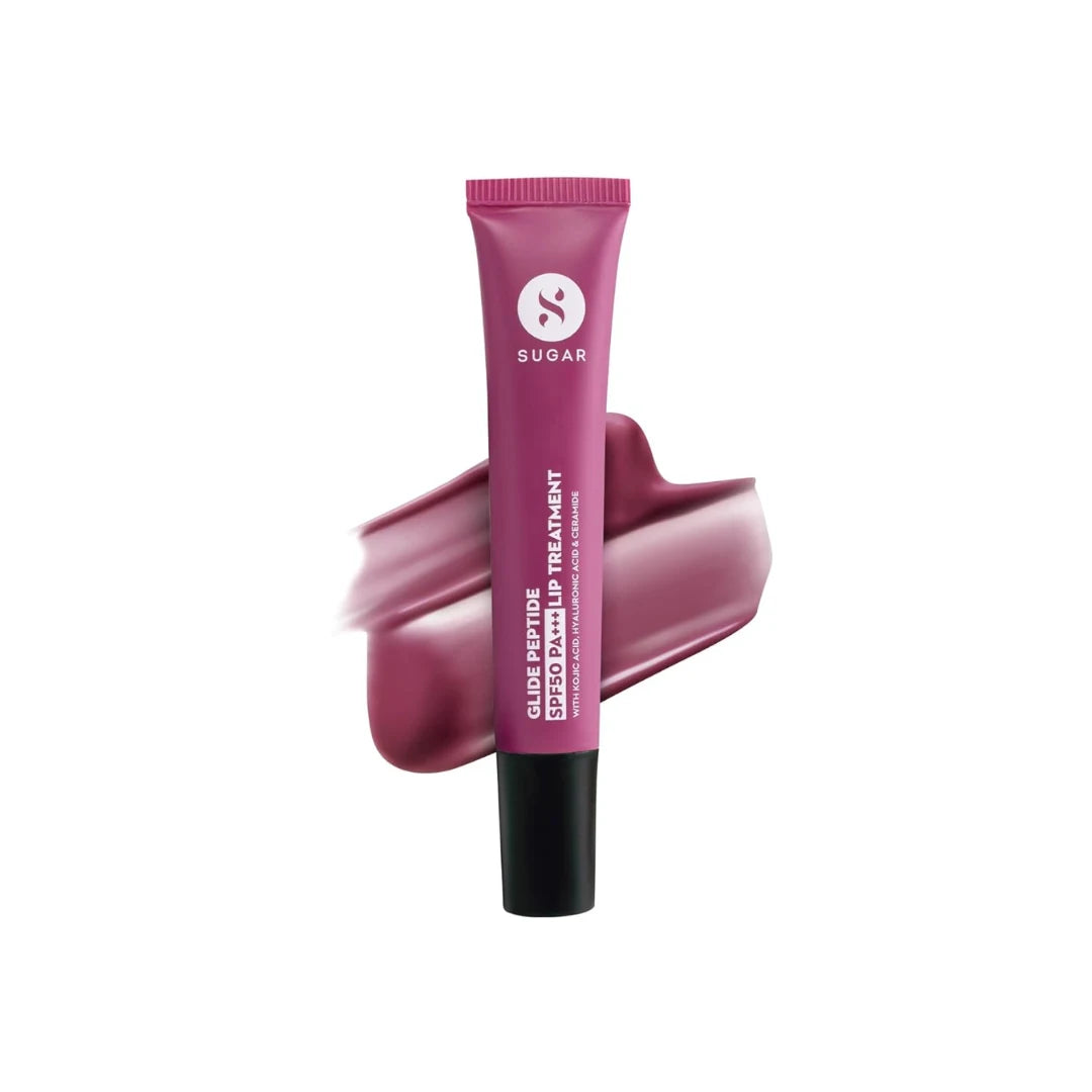 SUGAR Cosmetics Glide Peptide SPF50 PA+++ Lip Treatment | Infused Hyaluronic Acid, Ceramides & Vitamin E | Tinted Lip Balm |