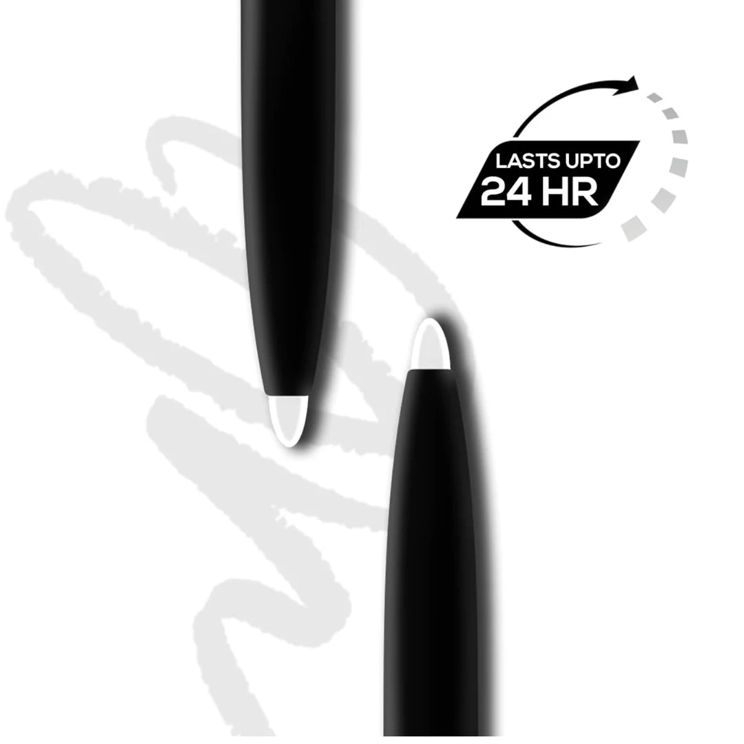 RENEE Kajal Pen with Sharpener - Stark White | 24 Hrs Stay | Long Lasting Kohl Pencil | Matte Finish | Rich Color Payoff | Smudge & Waterproof | One Swipe Application Formula | 0.35gm