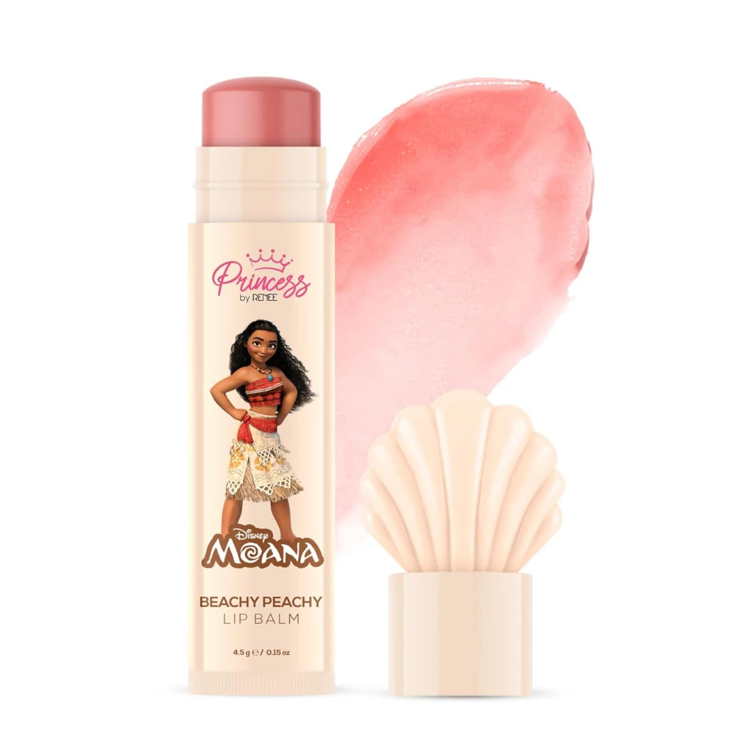 RENEE Princess By Disney Moana Beachy Peachy Lip Balm,For Smooth,Nourished &Deep Moisture Lips,Lightweight &Long-Lasting,Soft Peach Tint,Vitamin E,Shea Butter &Sweet Almond Oil Infused,4.5Gm Pack of 1