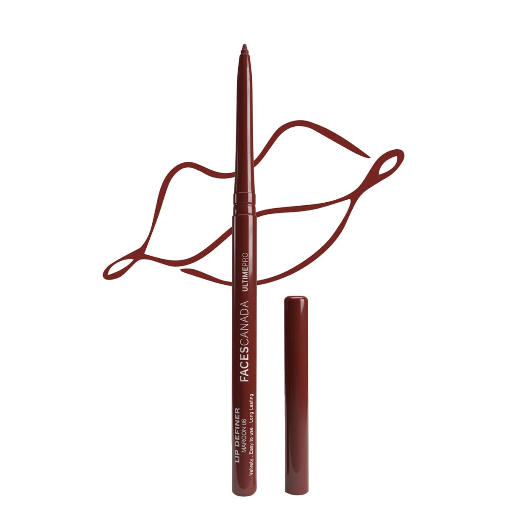 FACES CANADA Ultime Pro Lip Definer - Red, 0.35g | Rich & Creamy Texture | Matte Finish | Fuller & Brighter Lips | Easily Blendable | Highly Pigmented | Waterproof & Smudgeproof