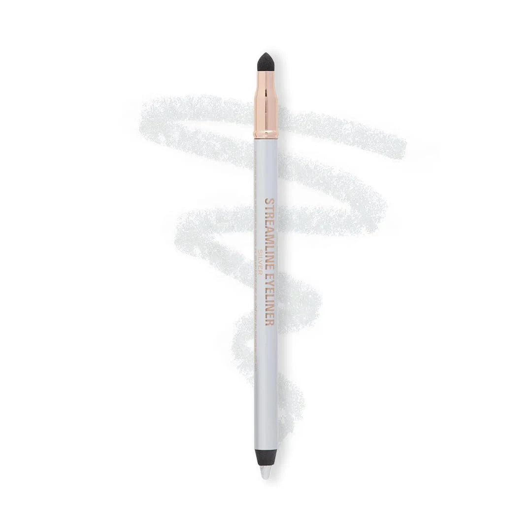 Revolution Skincare London Streamline Waterline- Eyeliner Pencil-Silver |Ultra Creamy And Pigmented Texture |Smooth And Buttery Application |Smudge Proof | Built In Smudger For Smokey Looks | 1.3Gm.