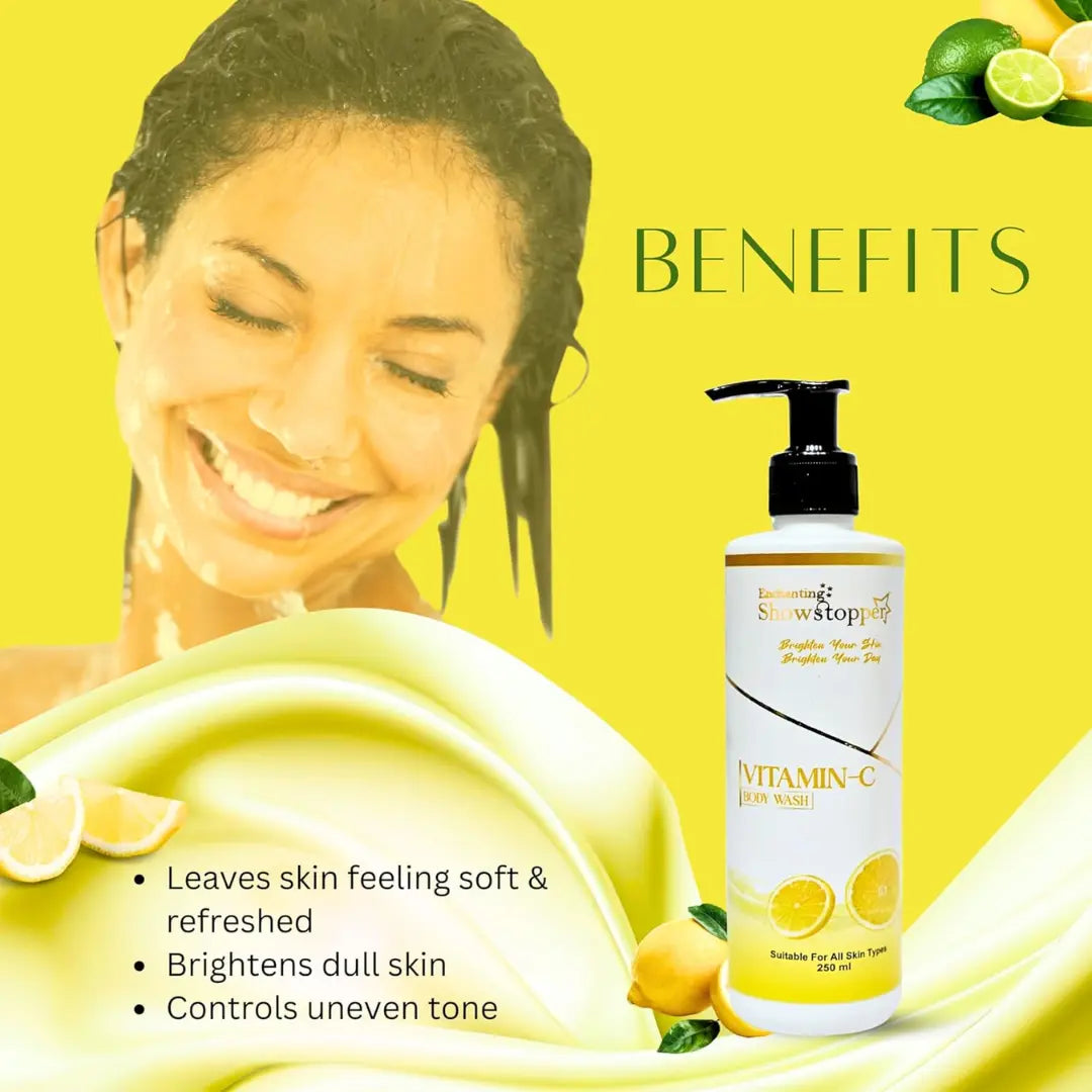 Enchanting Showstopper Vitamin C Body Wash with Ethyl Ascorbic Acid – Skin Brightening & Hydrating Daily Body Cleanser for Radiant, Smooth Skin | Gentle...