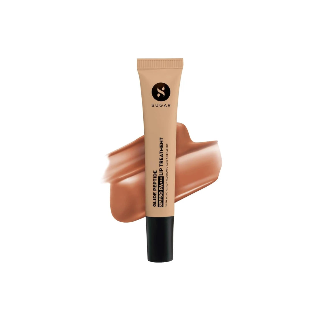 SUGAR Cosmetics Glide Peptide SPF50 PA+++ Lip Treatment | Infused Hyaluronic Acid, Ceramides & Vitamin E | Tinted Lip Balm |