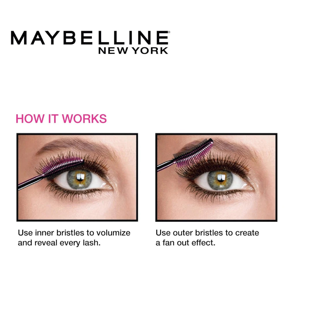 Maybelline New York Mascara, No-clumping, Fanning Brush, Waterproof, Lash Sensational, Black, 9ml