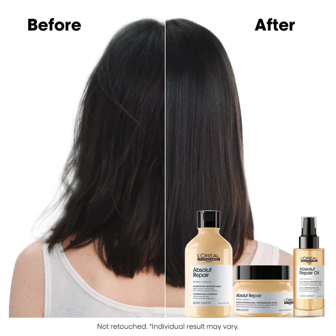 L'OREAL PROFESSIONNEL Absolut Repair Shampoo For Dry and Damaged Hair With Protein & Omega 9 (300 ml)
