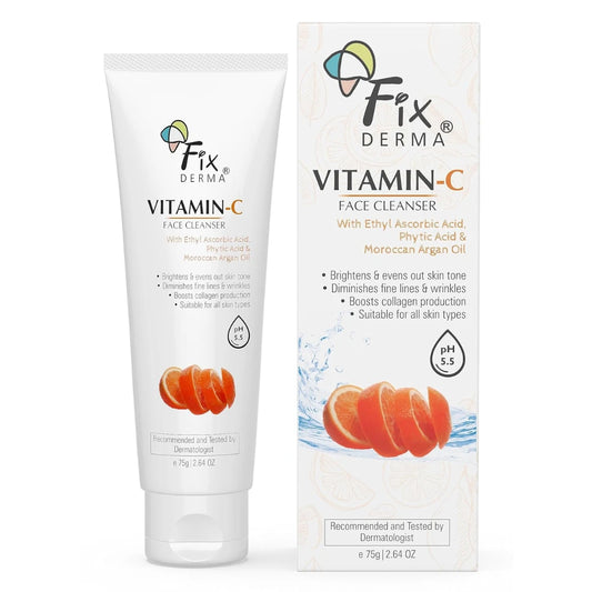 Fixderma Vitamin C Face Cleanser with Ascorbic Acid | facewash woman | Face Wash & Face Cleanser | Face Wash for Oily Skin (All Type Skin) | Face Wash for Women & Men - 75g