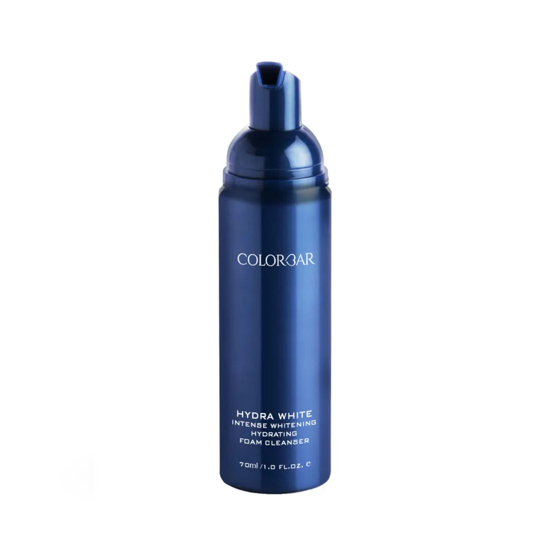 Colorbar Hydra White Foam Cleanser, 70ml | Liquid-to-foam cleanser, removes all traces of dirt, impurities, and makeup| Illuminates skin with its 4D action