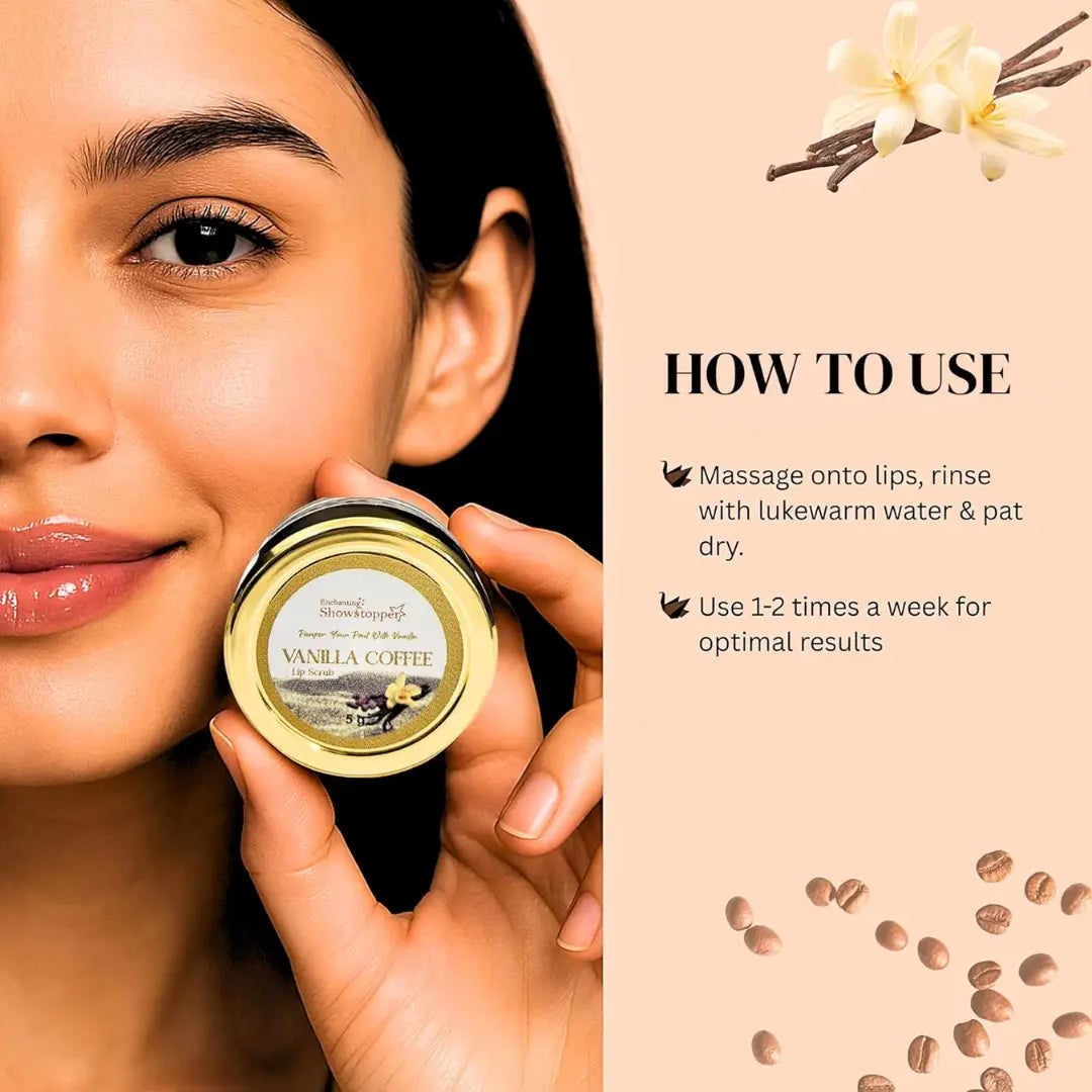 Enchanting Showstopper Vanilla Coffee Lip Scrub with Coconut Oil & Shea Butter – Natural Exfoliating Lip Scrub for Dry, Chapped Lips, Hydrating &...