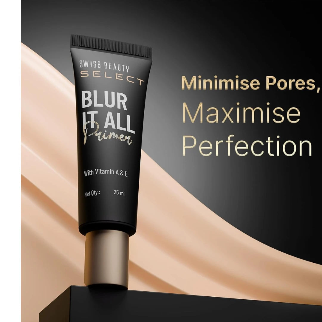 Swiss Beauty Select Blur It All Primer | Minimises Pores and Fine Lines | Infused with Vitamin E and