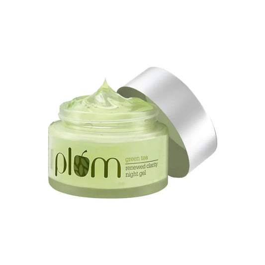 Plum Green Tea Renewed Clarity Night Gel with Glycolic acid |Hydrates Skin & Fights Acne | Night Cream For Women | Lightweight & Quick absorbing Overnight Repair | Normal, Oily, Acne-Prone, Combination Skin | 100% Vegan | Paraben Free | 50ml