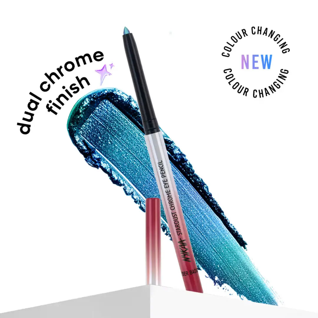 Nykaa Stardust Holographic Long Lasting Waterproof Smudgeproof Chrome Pencil Eyeliner - Metaverse