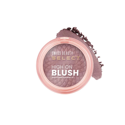 Swiss Beauty Select High on Blush with Natural Matte Finish | Long- Lasting & Non Transferrable stay | Enriched with Vitamin E & Rose oil | Shades- Burnt Rose, 8gm