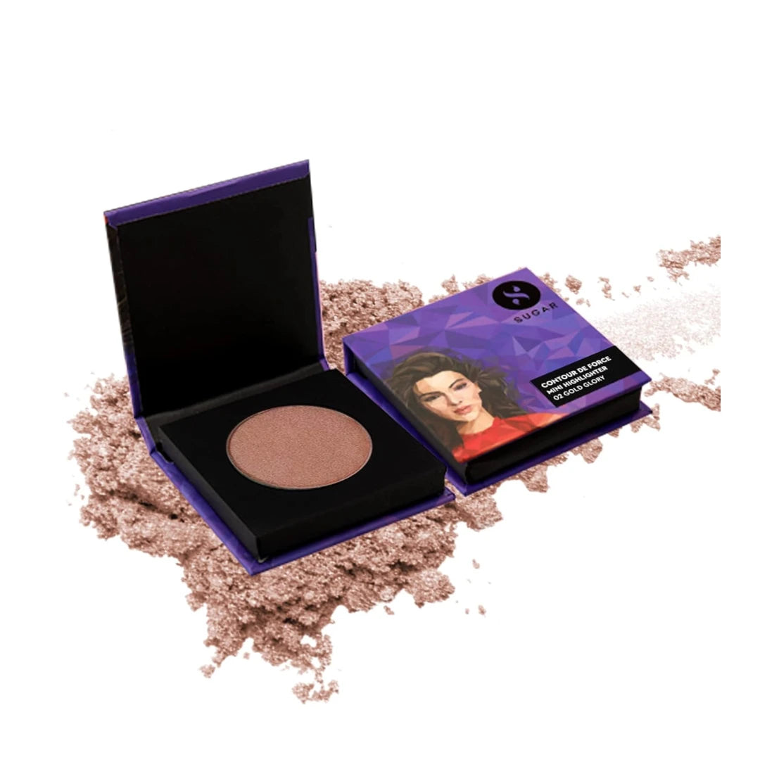 SUGAR Cosmetics Contour De Force Mini Highlighter -Lightweight, Easily Blendable, Illuminating Bronzer, Matte Finish
