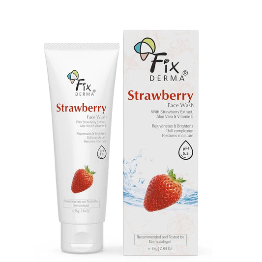 Fixderma Strawberry Face Wash with Vitamin E & Strawberry Extract | Face Wash & Face Cleanser | Face Wash for Oily Skin (All Type Skin) | Face Wash for Women & Men - 75g
