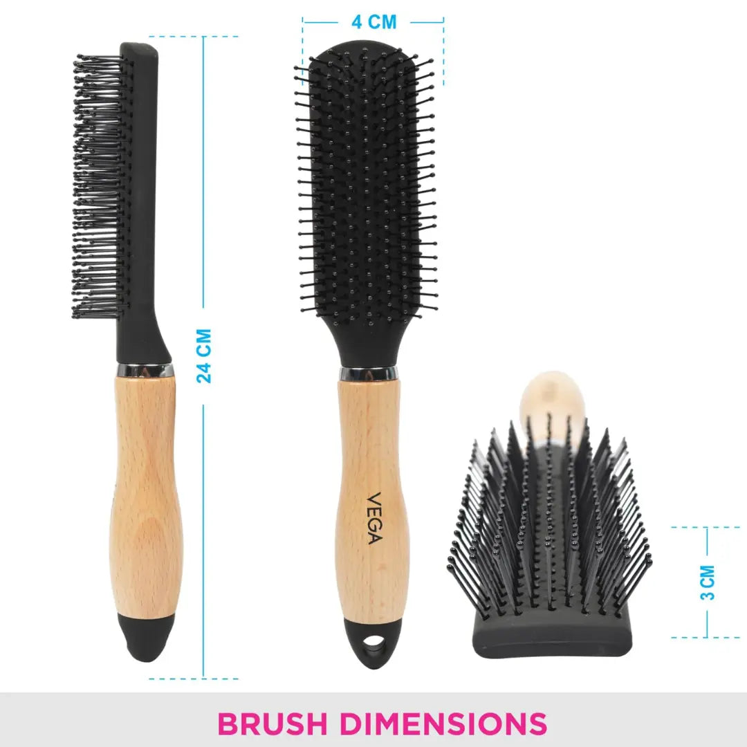 Vega Broad Wooden Handle Flat Brush