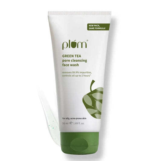 Plum Green Tea Pore Cleansing Face Wash for Oily, Acne Prone, Dry & Combination Skin | with Glycolic Acid | Fight Pimples & Control Excess Oil | Gentle Exfoliating & Non-Drying | Women & Men | 50ml