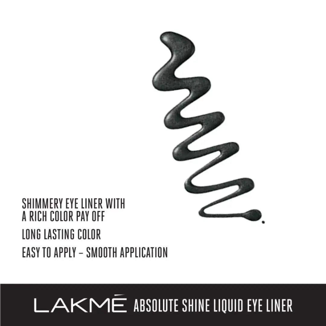 Lakme Absolute Shine Liquid Eye Liner, Black, Long Lasting Shimmery Liner for a Glossy Finish - Smudge Proof Eye Makeup, Does Not Fade, 4.5 ml