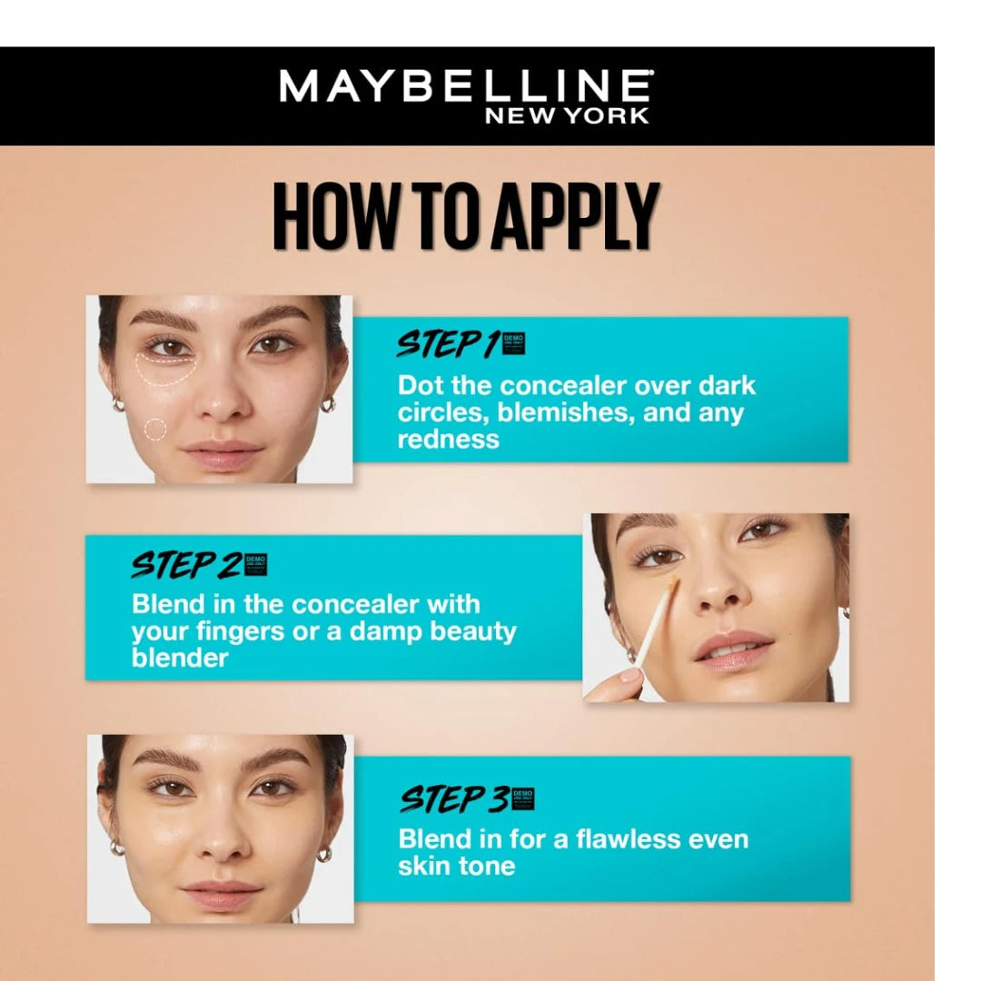 Maybelline New York Fit Me Concealer, Oil free Liquid Concealer conceals dark circles, redness, flaws, and blemishes. Fit Me Liquid Concealer suits oily skin & dry skin - Fair|6.8ml