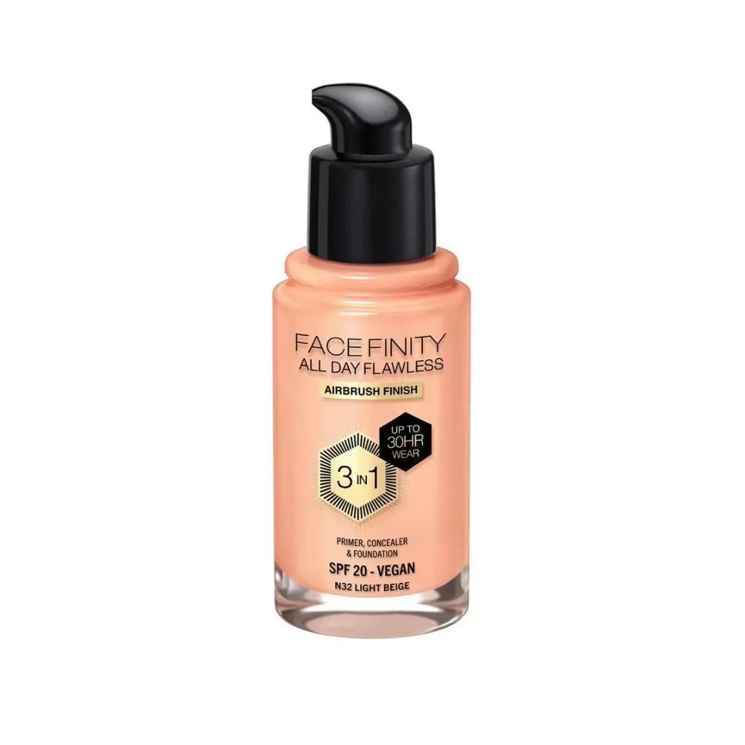 MAX FACTORE FACE FINITY All Day Flawless 3 In 1 Foundation - Light Beige, 30 ml