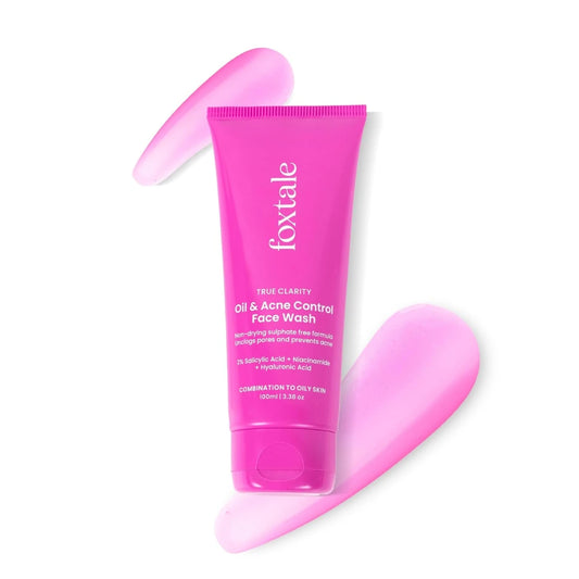 Foxtale Oil and Acne Control Face Wash | 2% Salicylic Acid + Niacinamide + Cica + Hyaluronic Acid | Fights Acne, Fades Marks, Controls Oil, Soothes Skin | Non-Drying Cleanser for Oily Skin