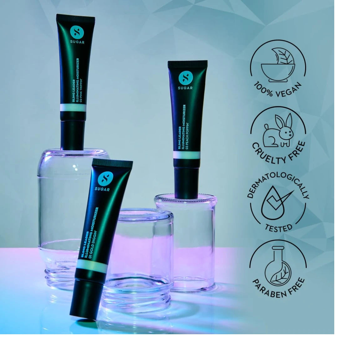 SUGAR Cosmetics Bling Leader Illuminating Moisturizer | Strobe Cream with Vitamin E | Lightweight | Protects against Pollution | 25ml - 3 Shades