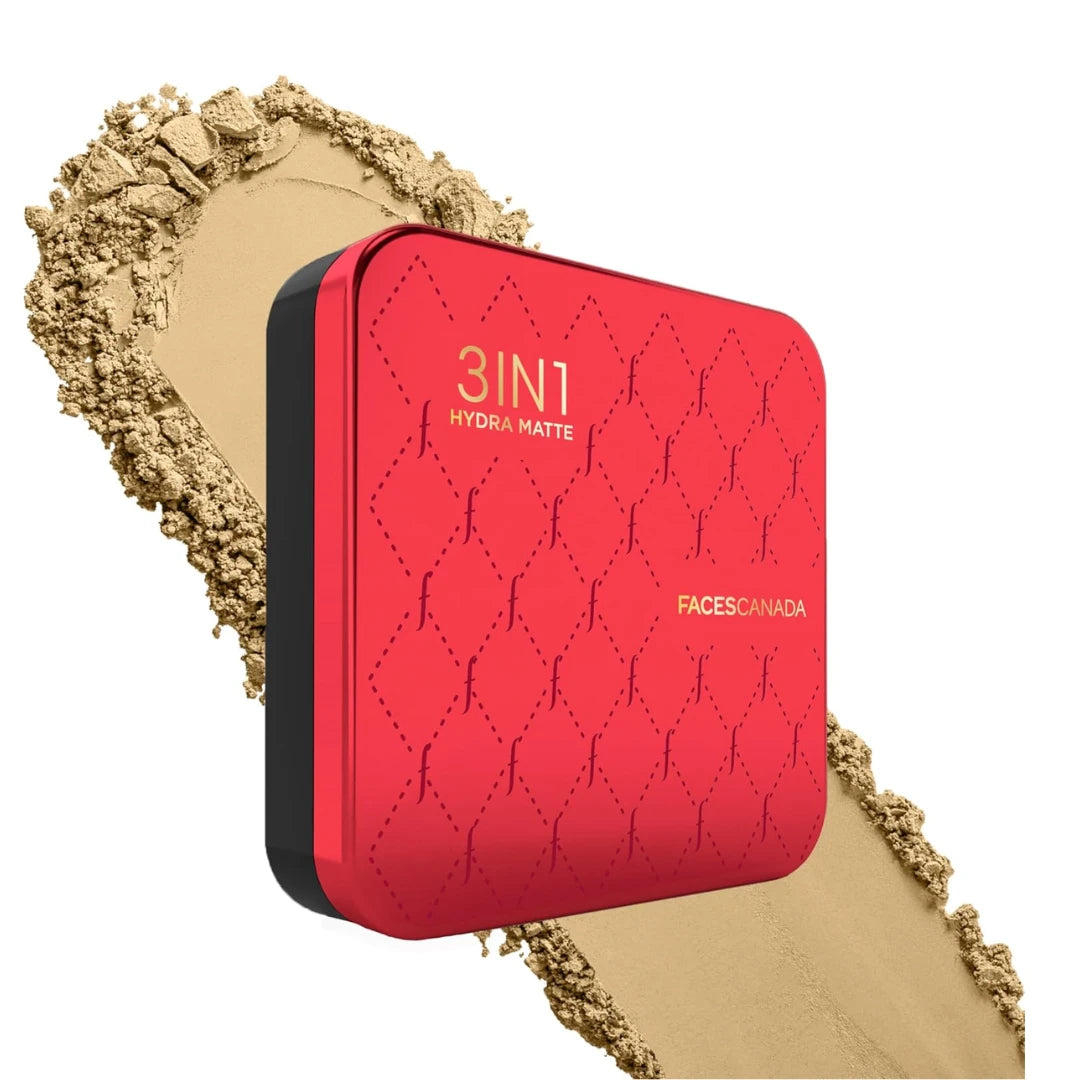 FACES CANADA 3 in 1 All Day Hydra Matte Compact Powder - Natural 03, 9g | SPF 15 | Mattifying | Controls Oil & Sweat | Hides Dark Spots & Acne Scars | Buildable Coverage | Lightweight | Blends Easil