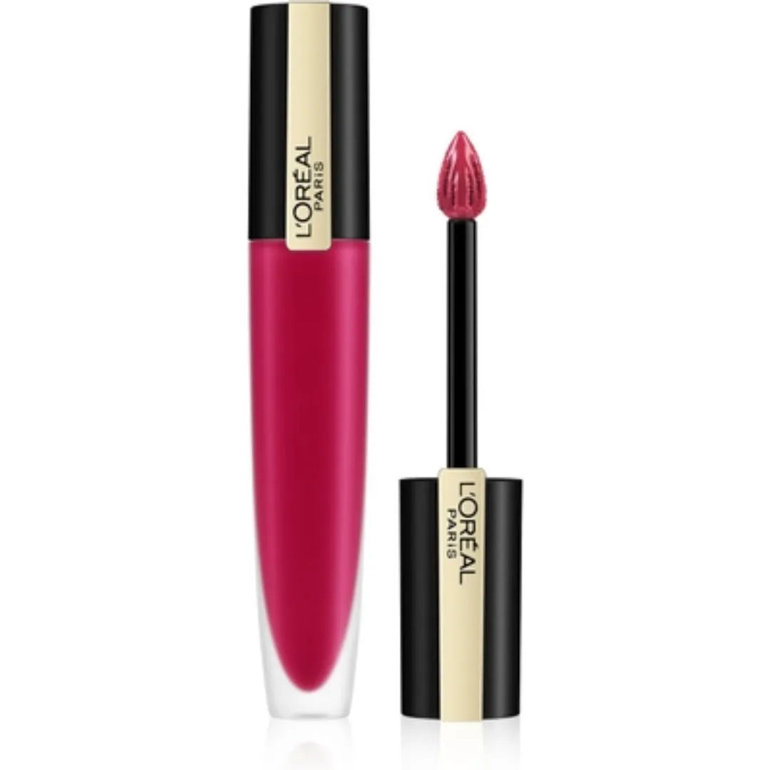 L'Oreal Paris Rouge Signature Matte Liquid Lipstick 114 I Represent (Raspberry Pink), Ultra Lightweight, Bare-Lip Sensation, Up to 24H Longwear