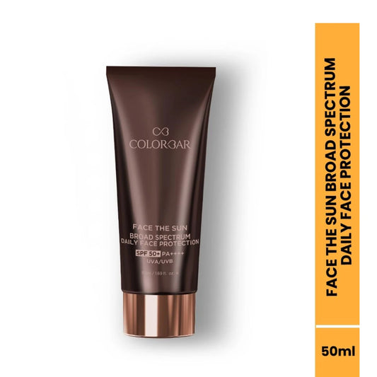 Colorbar Face the Sun Broad Spectrum Daily Face Protector, 50 ml | Enriched with Olive Leaf Extract and Vitamin E | 100% Vegan, Paraben Free and cruelty free