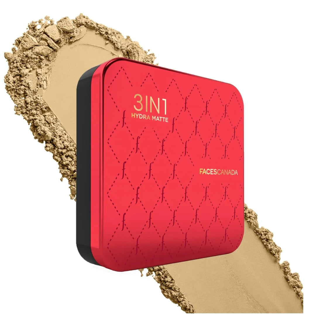 FACES CANADA 3 in 1 All Day Hydra Matte Compact Powder - Natural 03, 9g | SPF 15 | Mattifying | Controls Oil & Sweat | Hides Dark Spots & Acne Scars | Buildable Coverage | Lightweight | Blends Easil