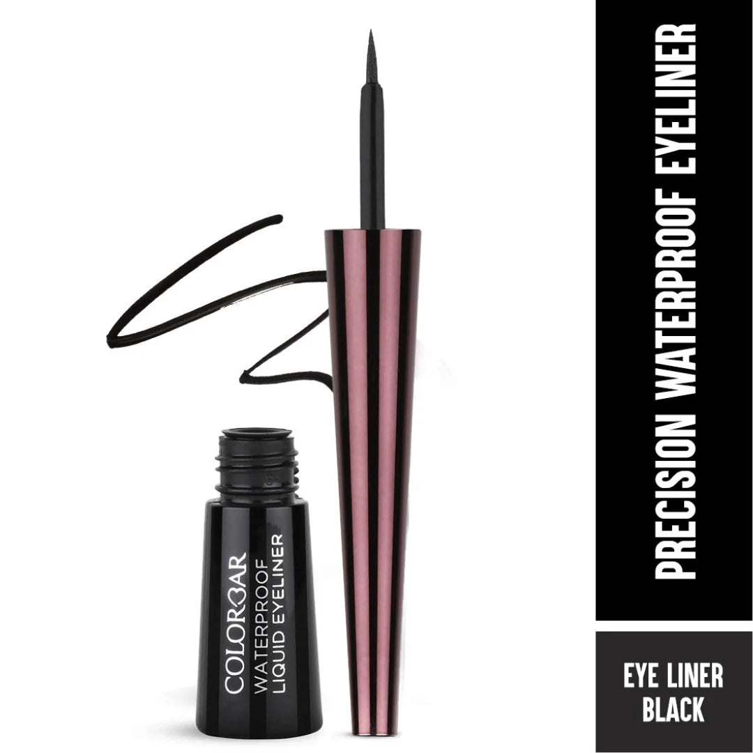 Colorbar Waterproof Opaque Liquid Eyeliner Opaque Finish - Black, 2.5ml |Smudge Proof| Long Lasting| Flexible Applicator.