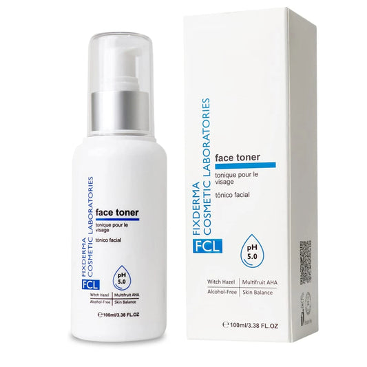 FCL Face Toner, minimizes enlarged pores, exfoliates impurities, refreshes the skin, reduces inflammation, controls oil production, imparts glowing skin, suitable for all skin types, 100ml