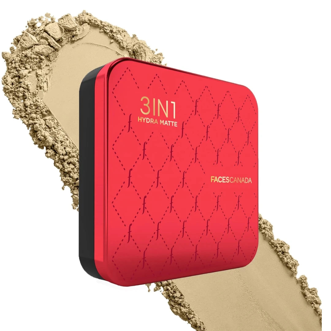 FACES CANADA 3 in 1 All Day Hydra Matte Compact Powder - Natural 03, 9g | SPF 15 | Mattifying | Controls Oil & Sweat | Hides Dark Spots & Acne Scars | Buildable Coverage | Lightweight | Blends Easil