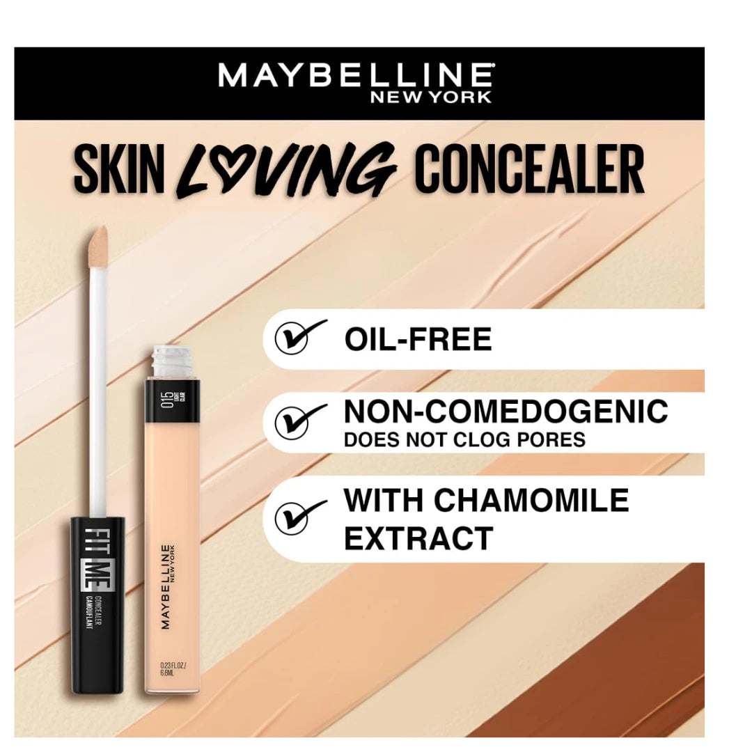 Maybelline New York Fit Me Concealer, Oil free Liquid Concealer conceals dark circles, redness, flaws, and blemishes. Fit Me Liquid Concealer suits oily skin & dry skin - Fair|6.8ml