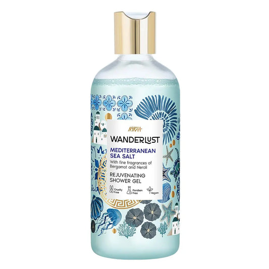 Wanderlust Mediterranean Sea Salt Shower Gel, 300 ml| Nourishes & Rejuvenates | Gentle Cleanser| Refreshing bodywash | Enriched With hydrating Glycerine | Paraben-Free, Vegan | Suitable for All Skin Types