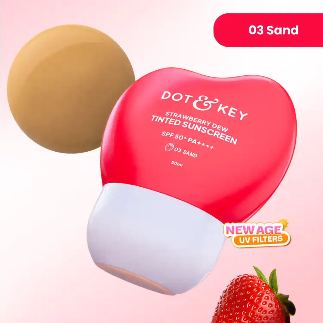 Dot & Key Strawberry Dew Tinted Sunscreen SPF 50++++ 01 Porecelain In Vivo Tested Sunscreen for Daily Wear, Brightens & Protects Skin - 50 ml