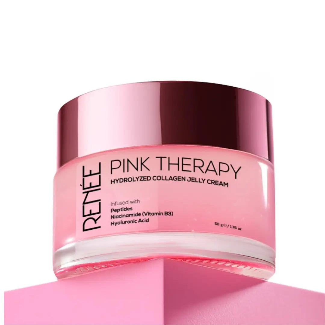 RENEE Pink Therapy Hydrolyzed Collagen Overnight Sleep Jelly Mask | Hydrates, Repairs, Smoothens & Plumps Skin | Peptides, Niacinamide & Hydrolyzed Collagen Enriched | 50 gm