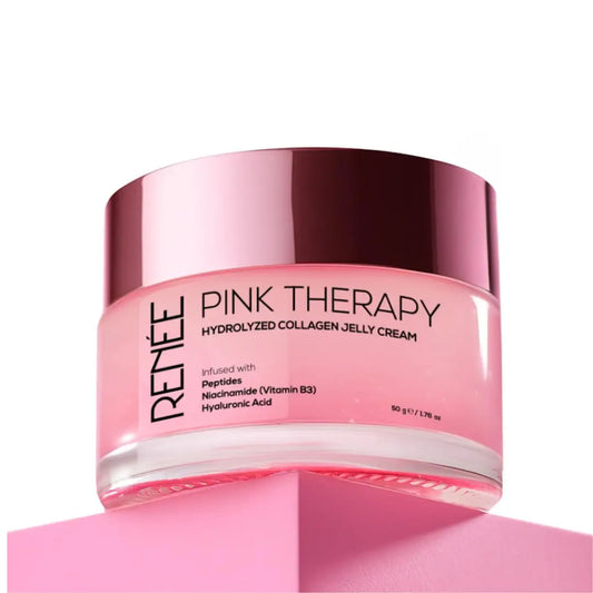 RENEE Pink Therapy Hydrolyzed Collagen Overnight Sleep Jelly Mask | Hydrates, Repairs, Smoothens & Plumps Skin | Peptides, Niacinamide & Hydrolyzed Collagen Enriched | 50 gm