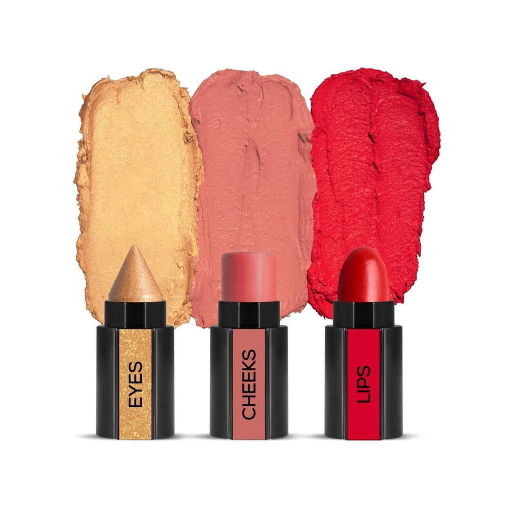 RENEE Fab Face 3 In 1 Makeup Stick Diva 4.5gm|Includes Eyeshadow, Blush & Lipstick| Infused With Vitamin E| Intense Color Payoff| Compact & Travel Friendly
