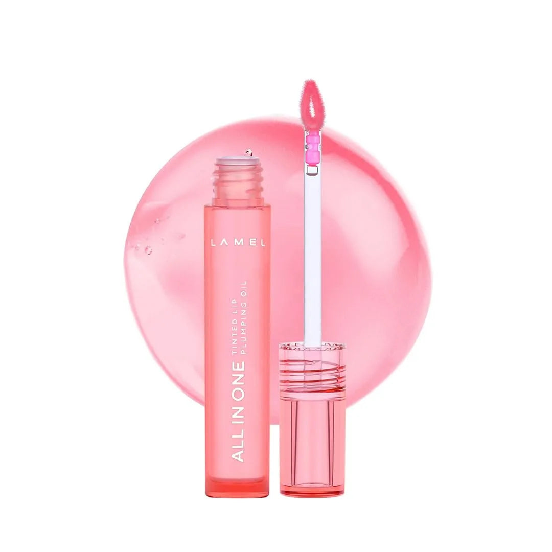 Lamel All In One Lip Tinted Plumping Oil- Watermelon, Lip Oil Tint for Pigmented Lips | Hydrating, Plumping & Glossy Lip Tint | Non-Sticky Lip Oil with Long-Lasting Tint | 3ml