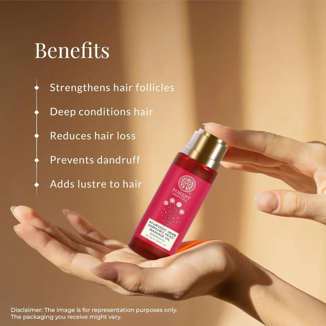 Forest Essentials Head Massage Oil Bhringraj | Ayurvedic Hair Oil for Hair Growth | Strengthens hair & addresses Dandruff